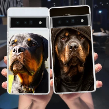 Собака ротвейлера для Google Pixel 8 7 6 Pro Чехол для телефона Мягкий TPU для Pixel 6A 5 4 5A 4A 3A XL 5G Силиконовая ударопрочная прозрачная крышка