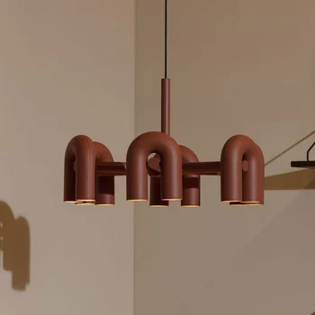  Современная U-образная пластиковая люстра Освещение для столовой Искусство Декор Подвесное освещение Домашний Интерьерный Роскошный Дизайнерский Подвесной Светильник