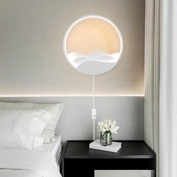  спальня прикроватные настенные светильники с переключателем светодиодная лампа для чтения с защитой глаз Современная минималистичная детская комната Кольцевой настенный светильник Кровать-чердак